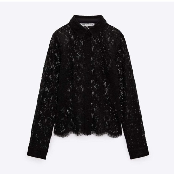 Zara tailored lace button down shirt - Picture 3 of 6